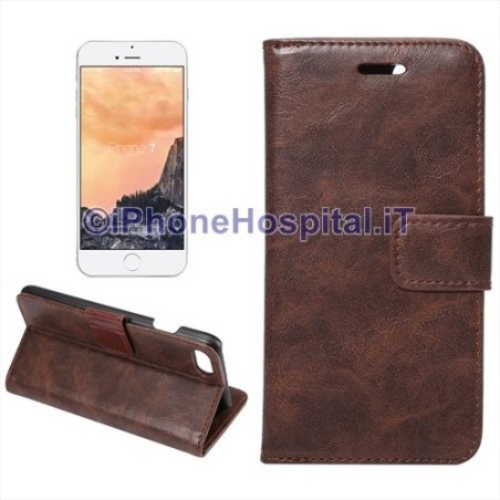 Horizontal Leather Case with Credit Card Slot Brown for iPhone 7 4.7"