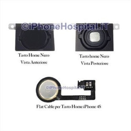 Tasto Home Nero con Flex per iPhone 4S - 1