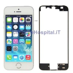 Soporte de cristal para pantalla táctil Edge negro con pegamento para iPhone 5S - 4