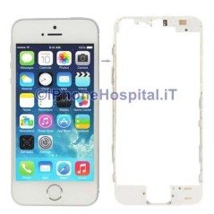 Supporto Vetro Touch Screen Bordo Bianco con Colla per iPhone 5S - 1