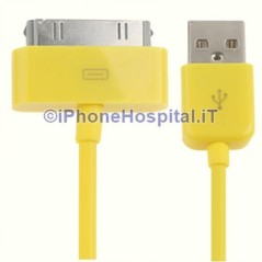 Cavo Caricabatterie Da 30 Pin a USB - Giallo - Apple Iphone 3 4 4S Ipad Ipod - 1