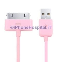 Cabo Carregador de 30 pinos para USB - Rosa - Apple Iphone 3 4 4S Ipad Ipod - 3