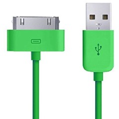 30 Pin to USB Charger Cable - Green - Apple Iphone 3 4 4S Ipad Ipod - 2