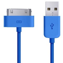 Apple Cable cargador de 30 clavijas a USB - Azul - Iphone 3 4 4S Ipad Ipod - 2