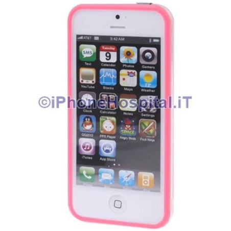 Iphone 5 Bumper transparent avec bordure rose - 4