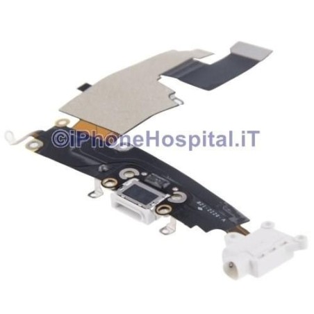 Headphone Jack Charging Connector Flat Microphone Antenn White iPhone 6 Plus