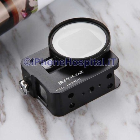 Protective Case for GoPro Hero 5 in Black Aluminum + 52mm UV Lens