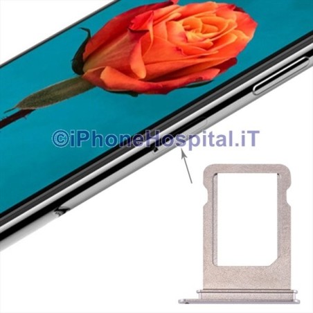 Slot Porta Sim Carrello Carrellino per Apple iPhone X Argento (Silver) - 4