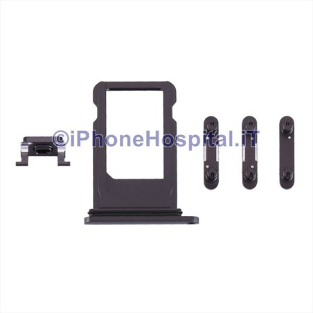 Porta Sim Card Slot + Tasti Volume,Accensione, Mute Grigio per Apple iPhone 8 - 1