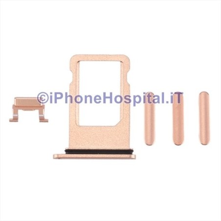 Sim Card Slot + Volume, Power, Mute Keys Gold (Gold) for Apple iPhone 8 - 1