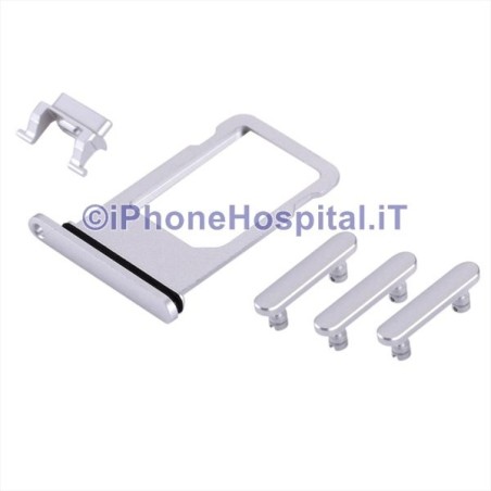Apple Emplacement pour carte Sim + boutons de volume, d'alimentation et de sourdine Argent pour iPhone 8