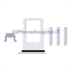 Porta Sim Card Slot + Tasti Volume,Accensione, Mute Argento per Apple iPhone 8 - 2