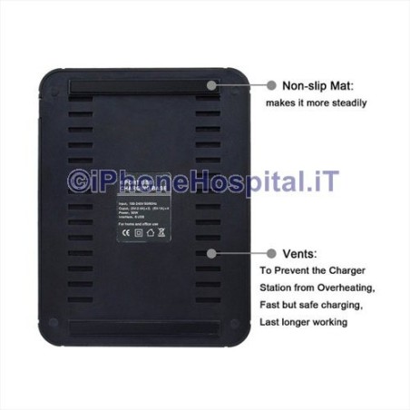 Chargeur rapide professionnel 6 ports USB 8,8A AC100-240V