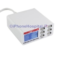 Estación de carga profesional de 6 puertos USB con pantalla - 1