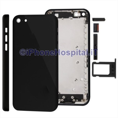 Retro Cover Posteriore Telaio Nero ( Black ) per iPhone 5C   - 2