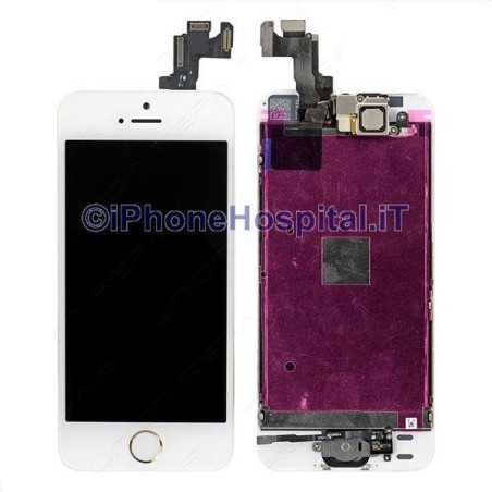 Vetro + Touch + Lcd per iPhone 5S/SE Bianco OEM Assemblato con Tasto Home Gold - 1