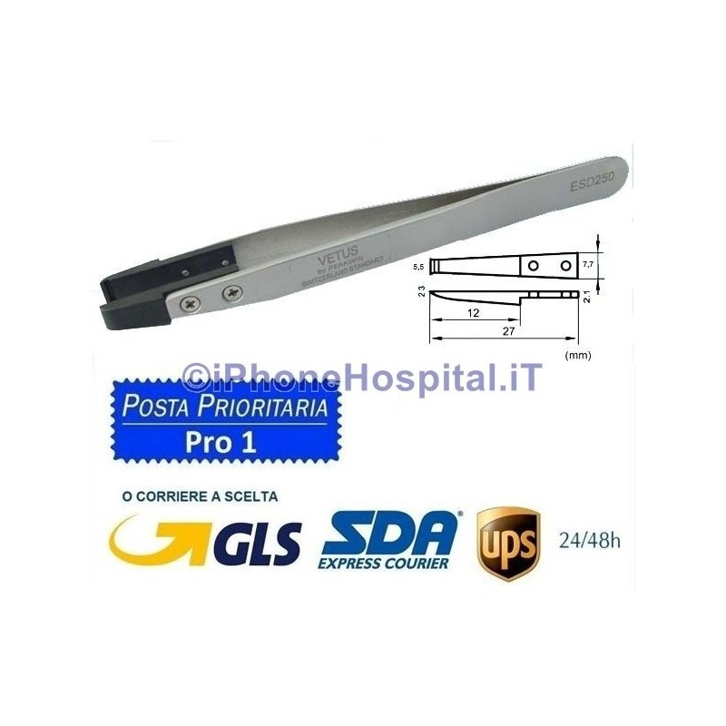 Professional Antistatic Tweezers with Interchangeable Wide Tip ESD-250 - 3 Professional Antistatic Tweezers with Interchangeable Wide Tip ESD-250 - 3