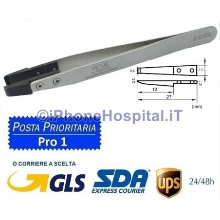 Pinzette Antistatiche professionali con Punta Intercambiabile Larga ESD-250 - 3
