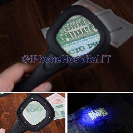 Lupa 3 en 1 6 Led 4X Detector de Billetes - 3