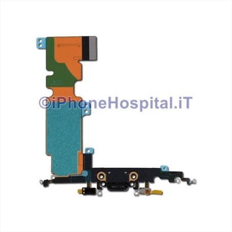 Connettore Ricarica Jack Cuffie Microfono Antenna Nero per iPhone 8 Plus  - 1
