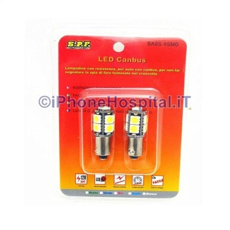 Coppia Lampadine CanBus BA9S 9 SMD LED 12V T4W NO ERRORE 03084 - 3