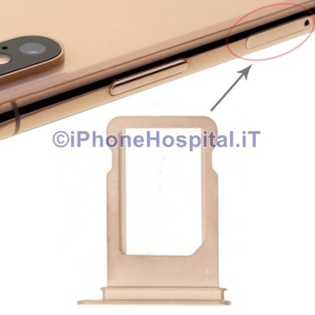 Slot Porta Sim Carrello Carrellino per Apple iPhone XS Oro (Gold)  - 2