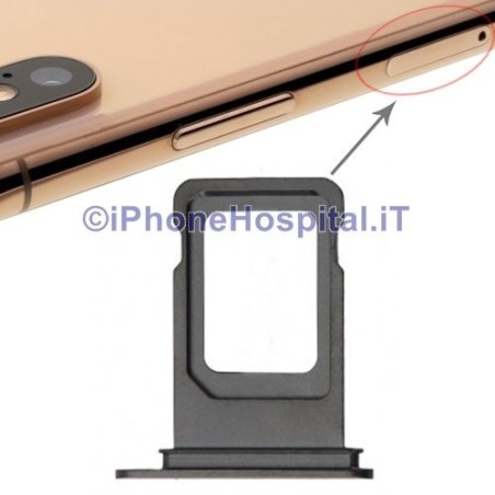 Slot Porta Sim Carrello Carrellino per Apple iPhone XS Max Grigio Scuro (Grey)  - 1