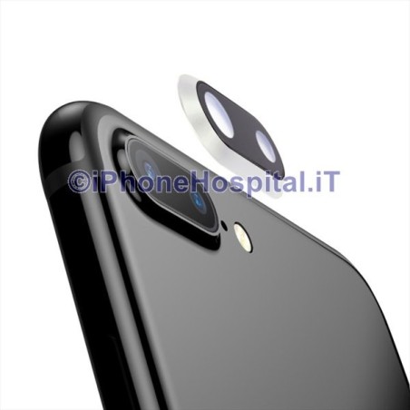 Lente Anello Vetro Vetrino Obbiettivo Camera Fotocamera Apple iPhone 8P Argento  - 4