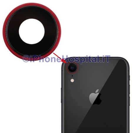 Lente Anello Vetro Vetrino Obbiettivo Cam Fotocamera per Apple iPhone XR Rosso  - 1