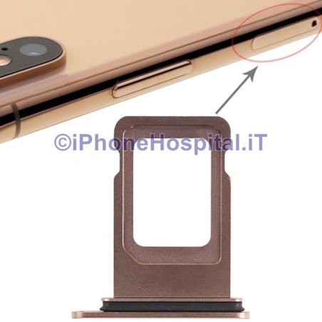Slot Porta Sim Carrello Carrellino per Apple iPhone XS Max Oro ( Gold )  - 1