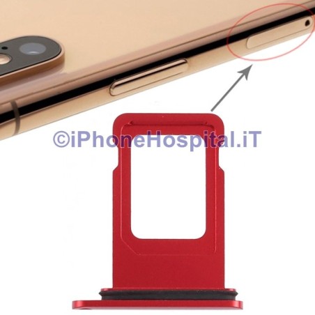 Slot Porta Sim Carrello Carrellino per Apple iPhone XR Colore Rosso  - 1