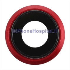 Lente Anello Vetro Vetrino Obbiettivo Camera Fotocamera per Apple iPhone 8 Rosso - 1