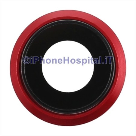 Lente Anello Vetro Vetrino Obbiettivo Camera Fotocamera per Apple iPhone 8 Rosso - 1