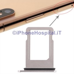 Slot Porta Sim Carrello Carrellino per Apple iPhone XS Bianco (Silver) - 4