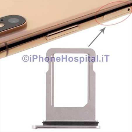 Slot Porta Sim Carrello Carrellino per Apple iPhone XS Bianco (Silver) - 4