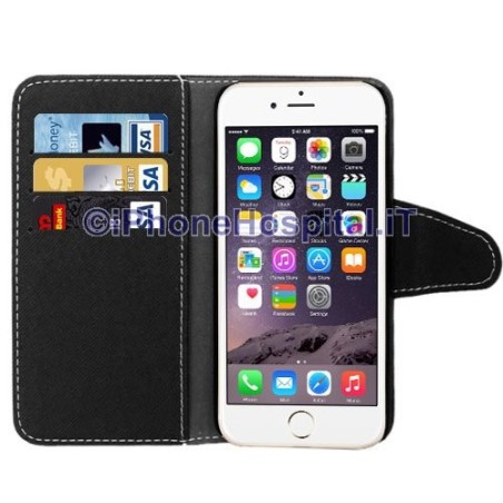 Étui en cuir à fermeture magnétique Porte-cartes pour iPhone 6 Plus/6S Plus Noir