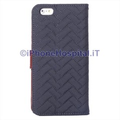 Étui en tissu Fermeture magnétique Fente pour cartes pour iPhone 6 Plus et 6S Plus Bleu