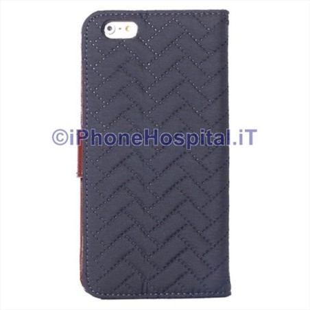 Étui en tissu Fermeture magnétique Fente pour cartes pour iPhone 6 Plus et 6S Plus Bleu