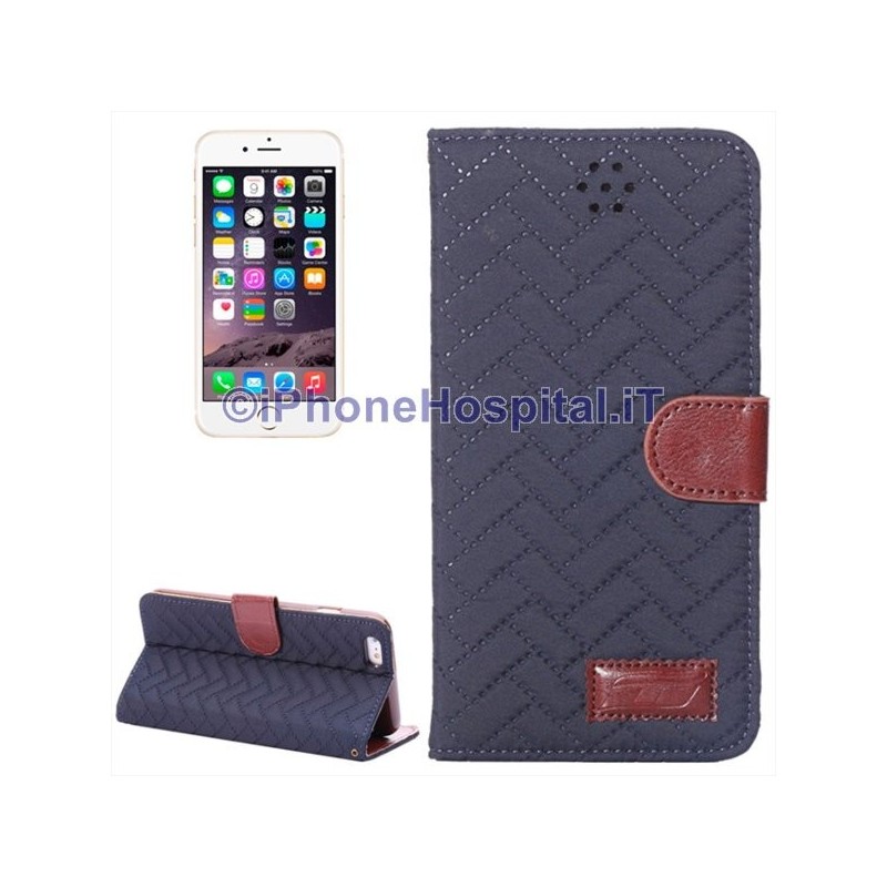 Fabric Case Magnetic Closure Card Slot for iPhone 6 Plus and 6S Plus Blue - 3 Fabric Case Magnetic Closure Card Slot for iPhone 6 Plus and 6S Plus Blue - 3