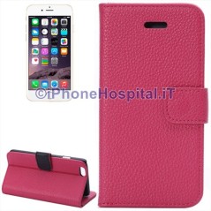 Funda de piel con ranura para tarjetas para iPhone 6 Plus y 6S Plus Magenta - 3