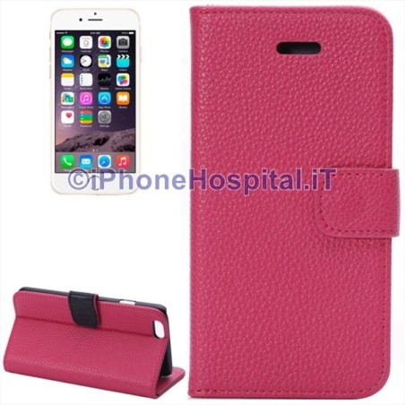 Étui en cuir avec fente pour cartes pour iPhone 6 Plus et 6S Plus Magenta - 3