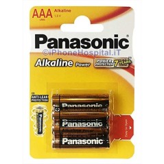 4 Pile Batterie Pila Batteria Alkalina Ministilo AAA Panasonic LR03 in Blister - 2