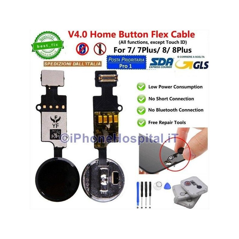 Flex Cable Ripristino Tasto Home per iPhone 7/ 7P /8 / 8P Nero(Black) Versione 4 - 3 Flex Cable Ripristino Tasto Home per iPhone 7/ 7P /8 / 8P Nero(Black) Versione 4 - 3