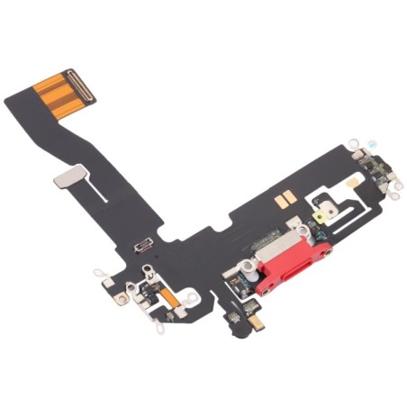 Conector Puerto Carga Dock Plano + Micrófono Para IPhone 12 Rojo