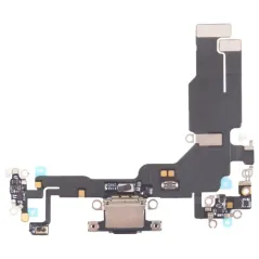 Conector de carga Jack de auriculares Micrófono Plano de color negro para iPhone 15