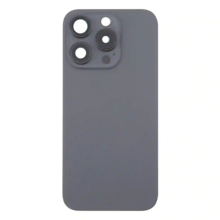 Funda trasera retro para iPhone 16 Pro Max en color negro.