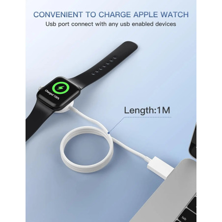 Chargeur Magnétique Rapide pour Apple Watch 8 7 6 SE 5 4 3 2