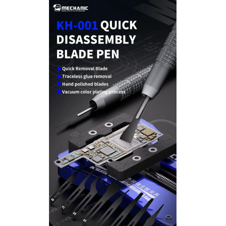 Herramienta para quitar el pegamento con un cuchillo, herramienta para placa base, herramienta para CPU.