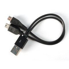 Cable USB tipo A macho a cable USB mini y USB micro.