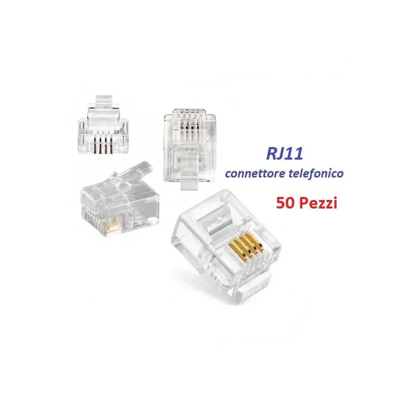 50 Pieces RJ11 Telephone Connector Plug 2 Pairs (4 Pins) 4.000001 - 1 50 Pieces RJ11 Telephone Connector Plug 2 Pairs (4 Pins) 4.000001 - 1